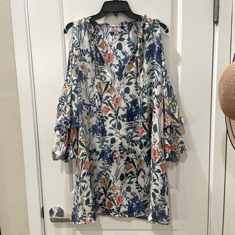 NEW…PARKER Gorgeous Silk Floral Shoulder Drape Blouse